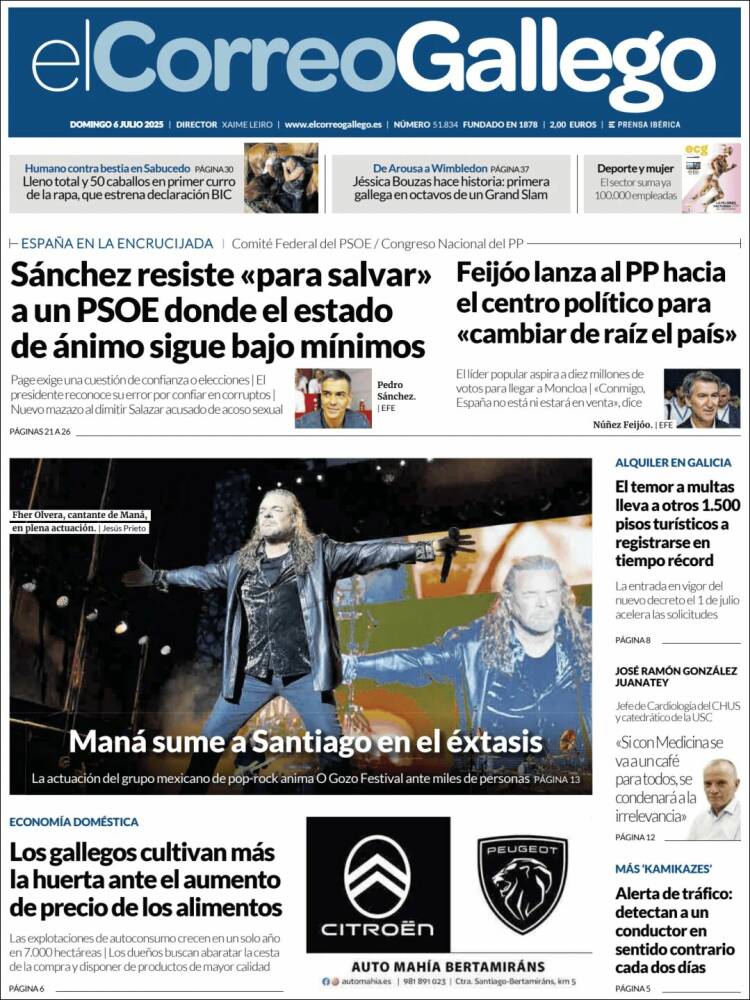 Portada de El Correo Gallego (España)