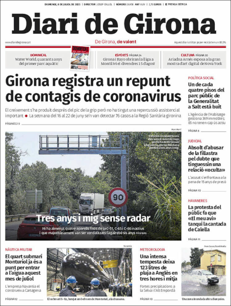 Portada de Diari de Girona (España)