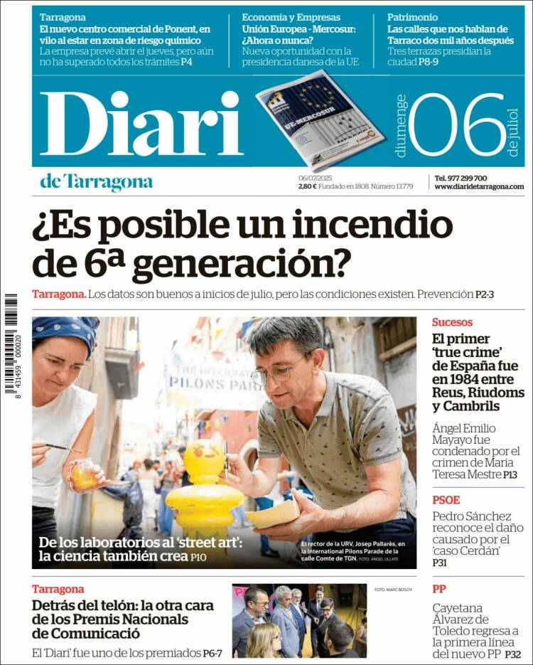 Portada de Diari de Tarragona (España)