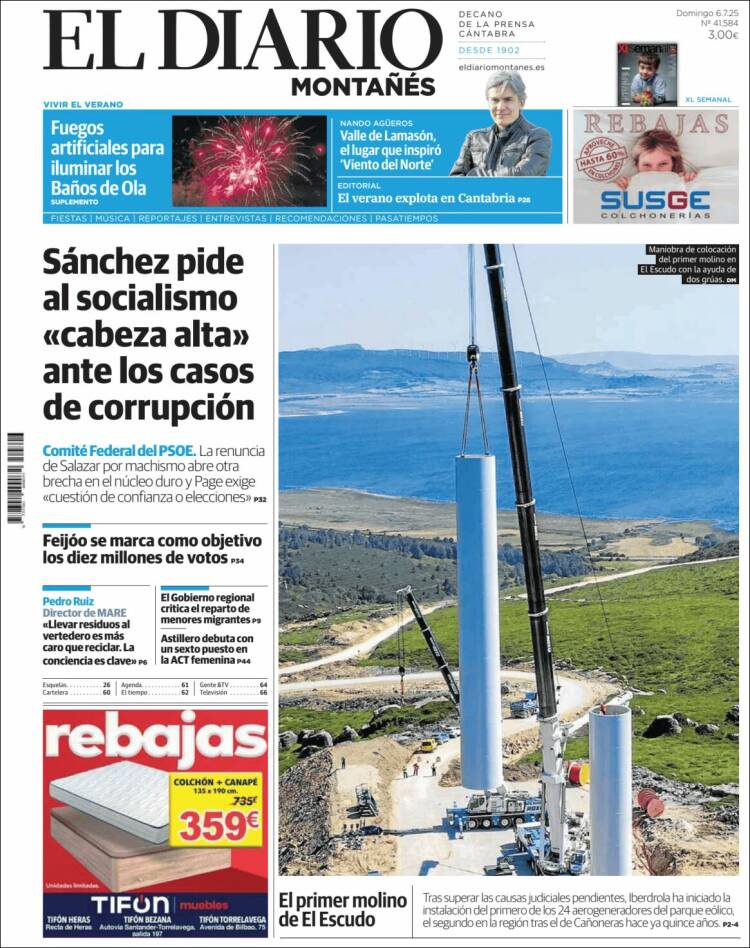 Portada de El Diario Montañés (España)