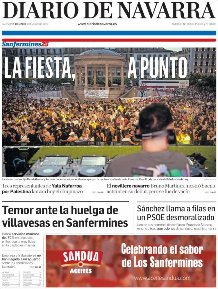 Portada de Diario de Navarra (España)