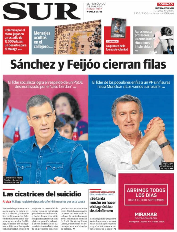 Portada de Diario el Sur (España)