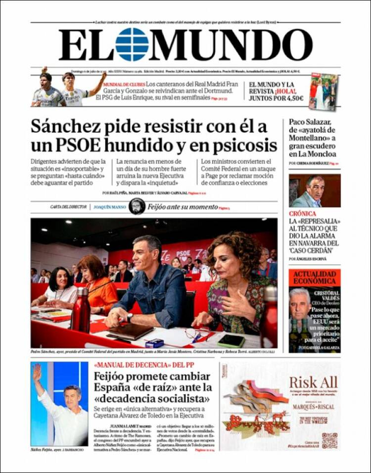 Portada de El Mundo (España)