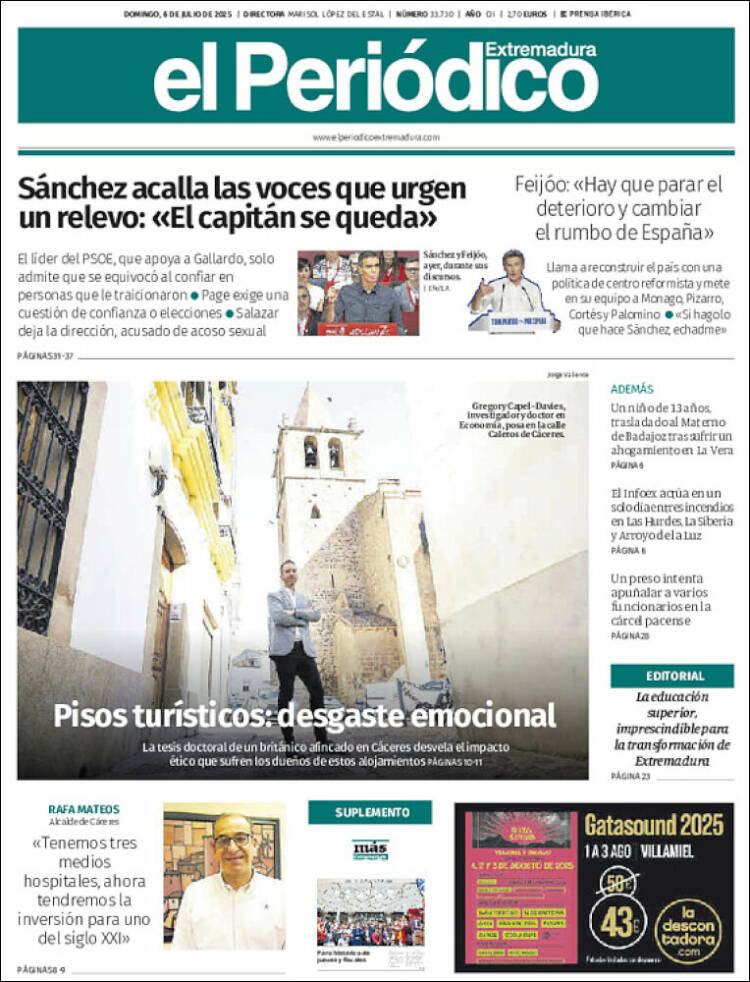Portada de El Periódico de Extremadura (España)