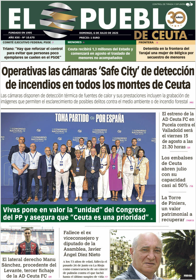 Portada de El Pueblo de Ceuta (España)