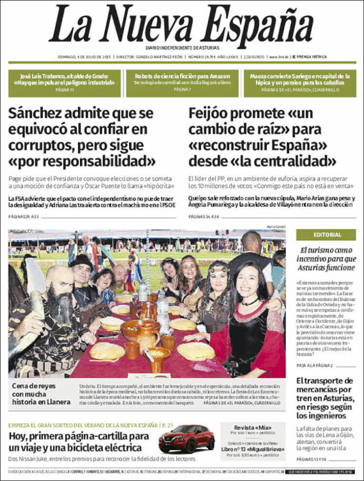 Portada de La Nueva España (España)
