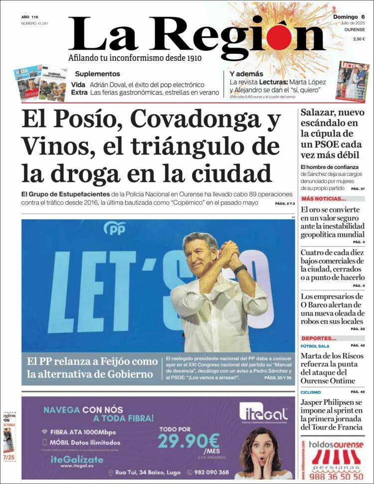Portada de La Región de Ourense (España)
