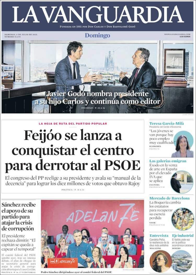 Portada de La Vanguardia (España)
