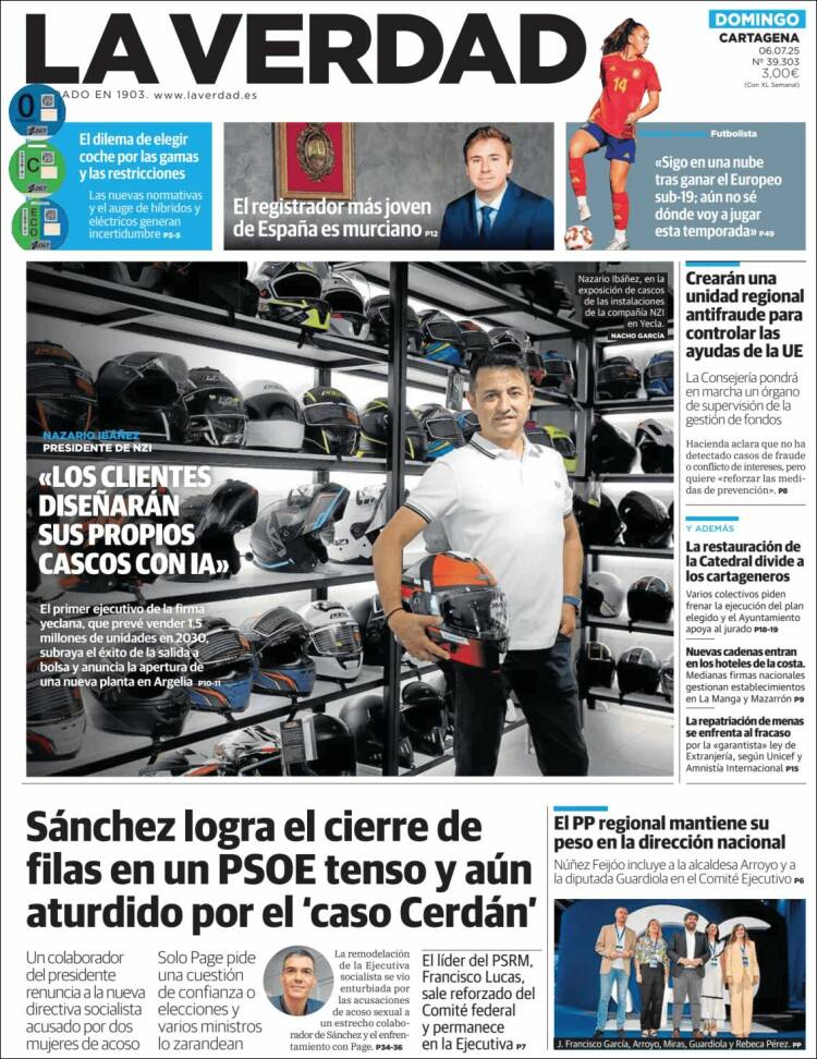 Portada de La Verdad de Cartagena (España)
