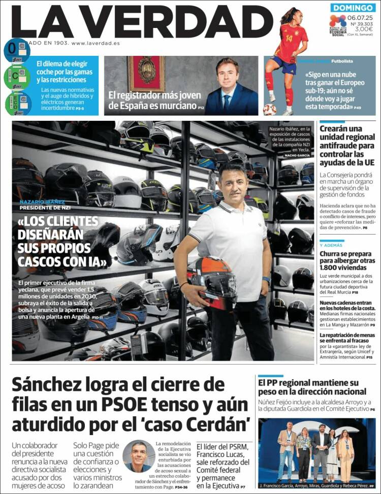 Portada de La Verdad de Murcia (España)
