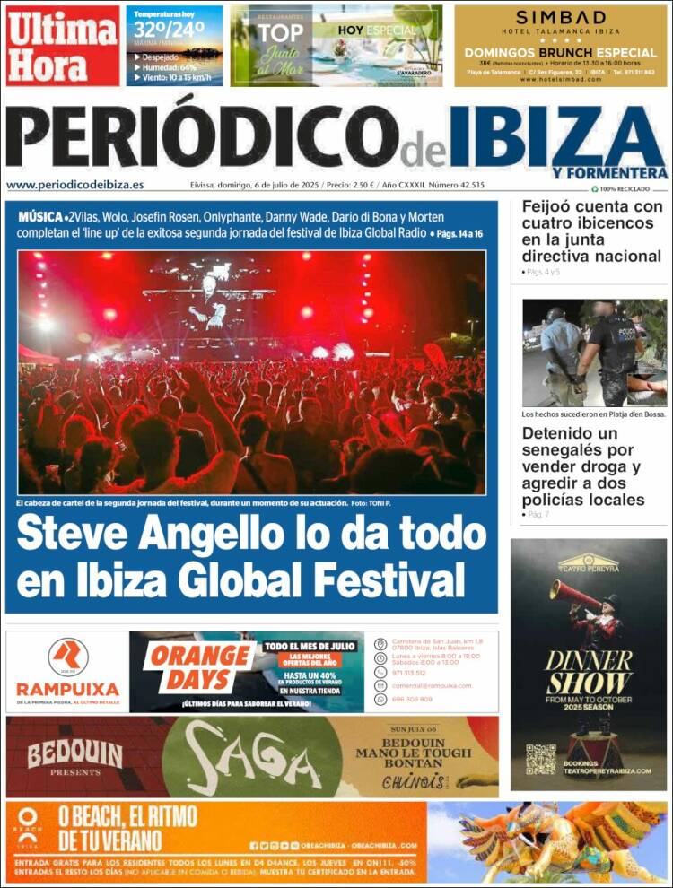 Portada de Periódico de Ibiza (España)