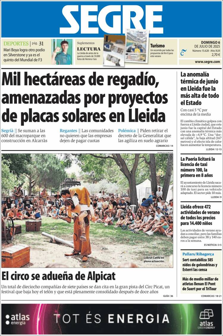 Portada de Segre  (España)