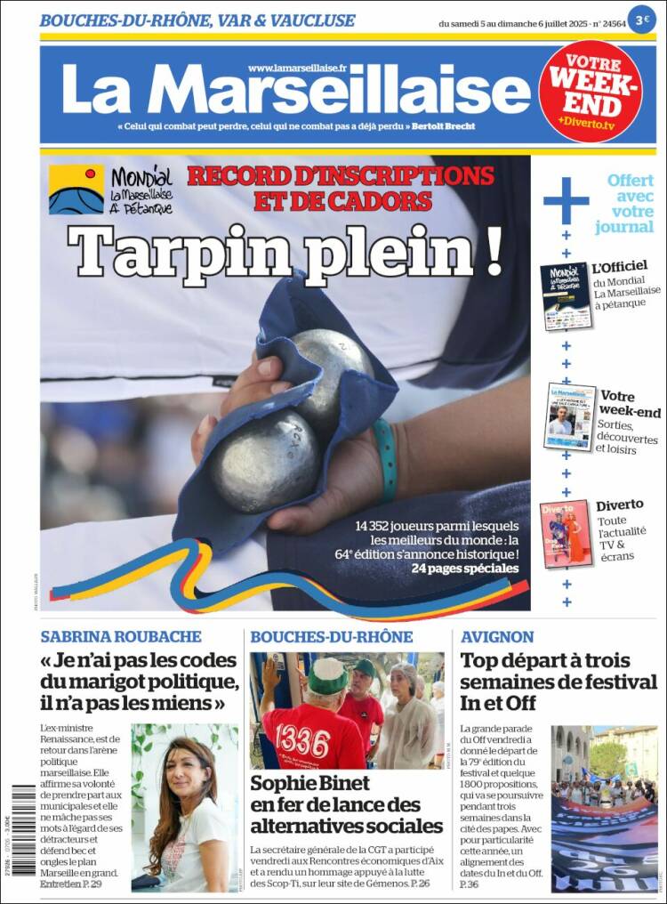 Portada de La Marseillaise (France)