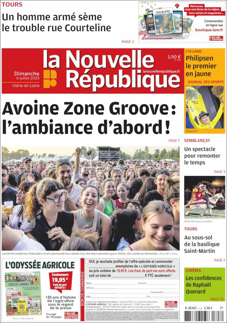 Portada de La Nouvelle Republique (Francia)