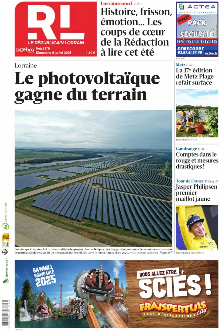 Portada de Le Republicain Lorrain (France)