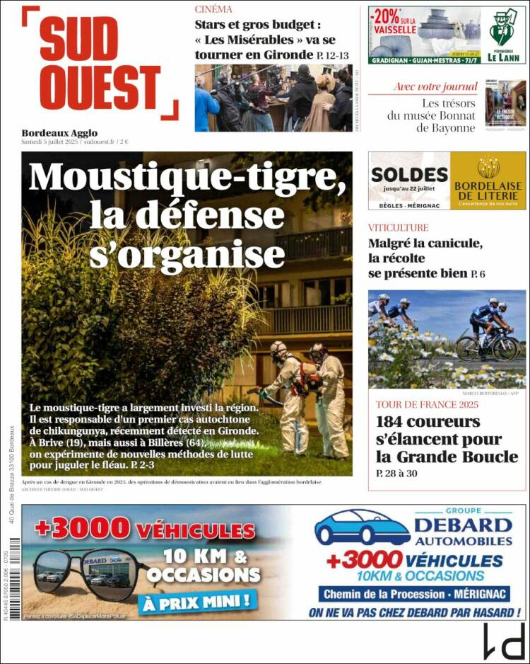 Portada de Sud Ouest (Francia)
