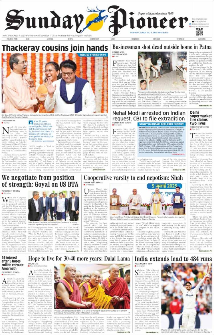 Portada de The Pioneer (India)
