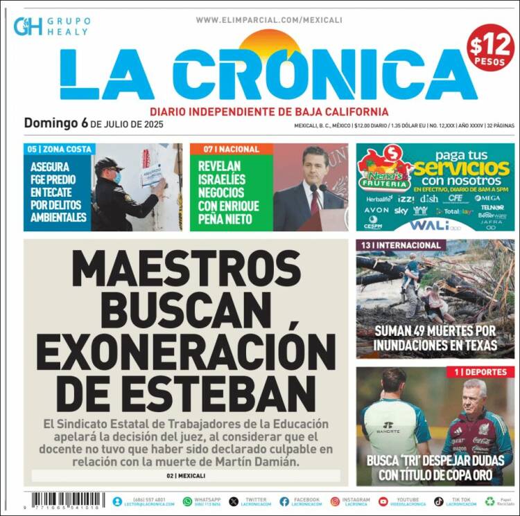 Portada de La Crónica de Baja California (Mexico)