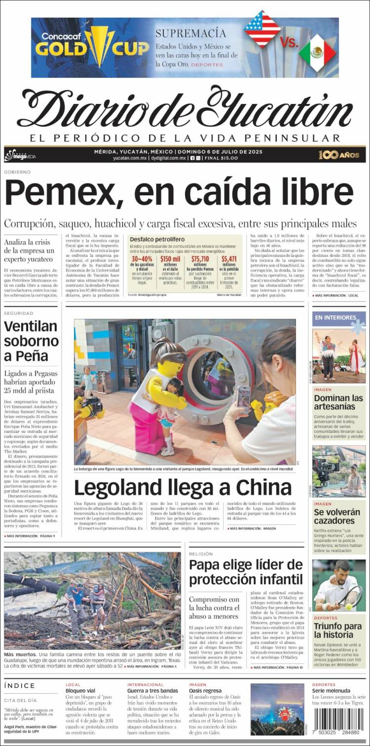 Portada de Diario de Yucatán (México)