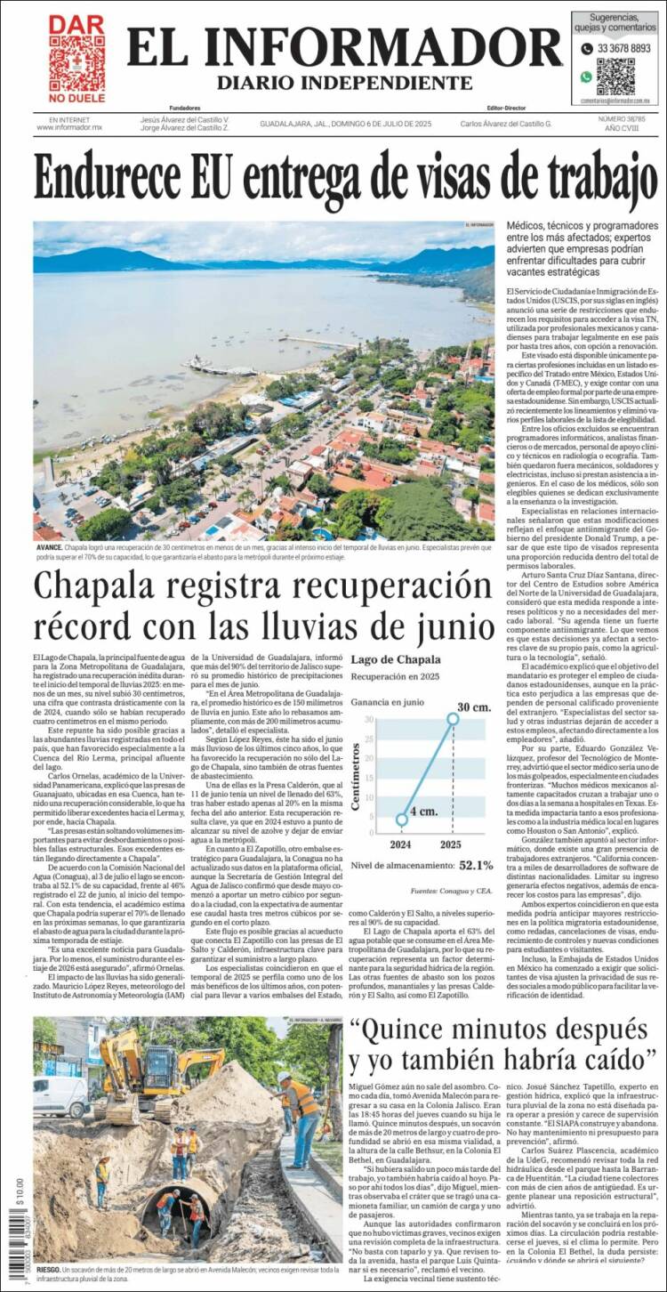 Portada de El Informador (México)