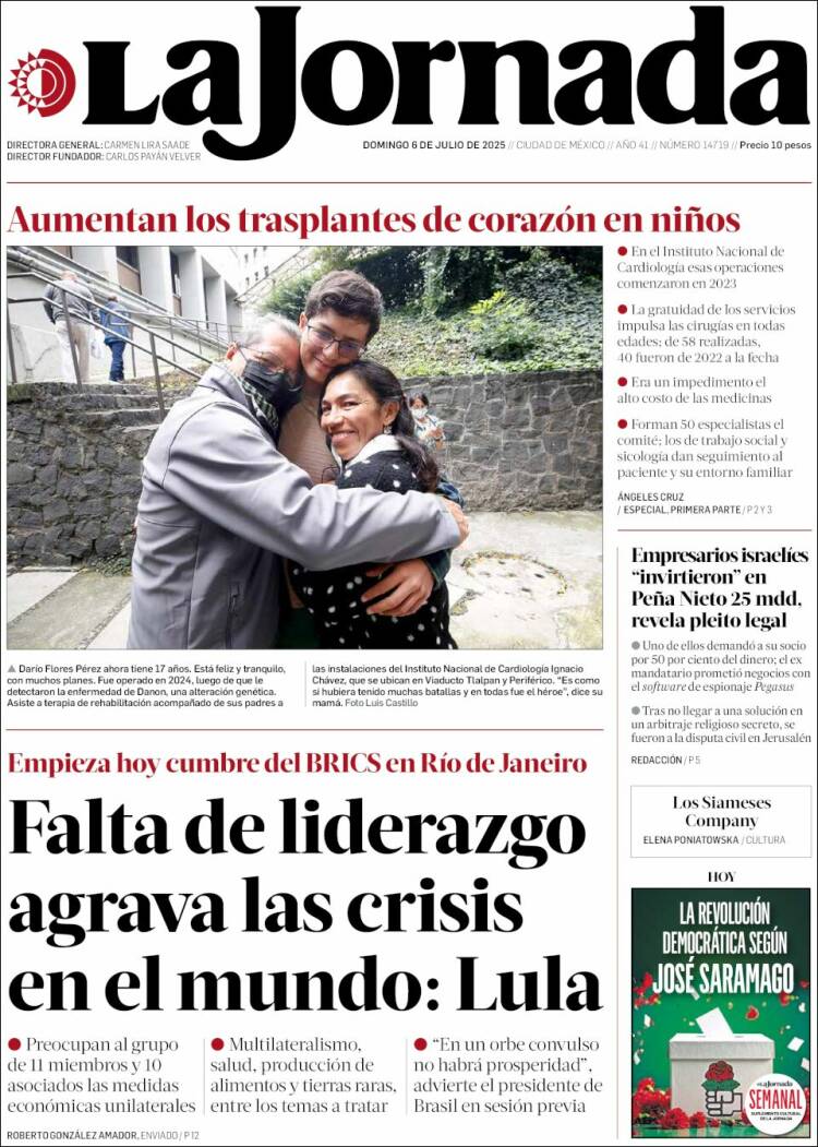 Portada de La Jornada (México)
