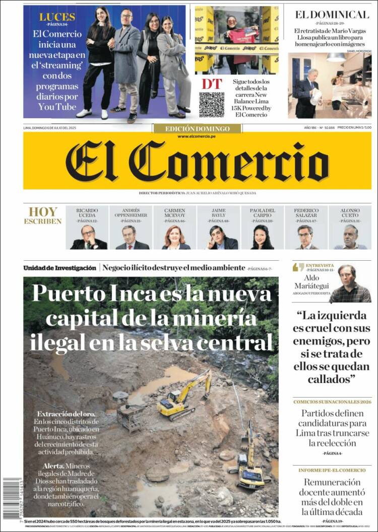 Portada de El Comercio (Perú)