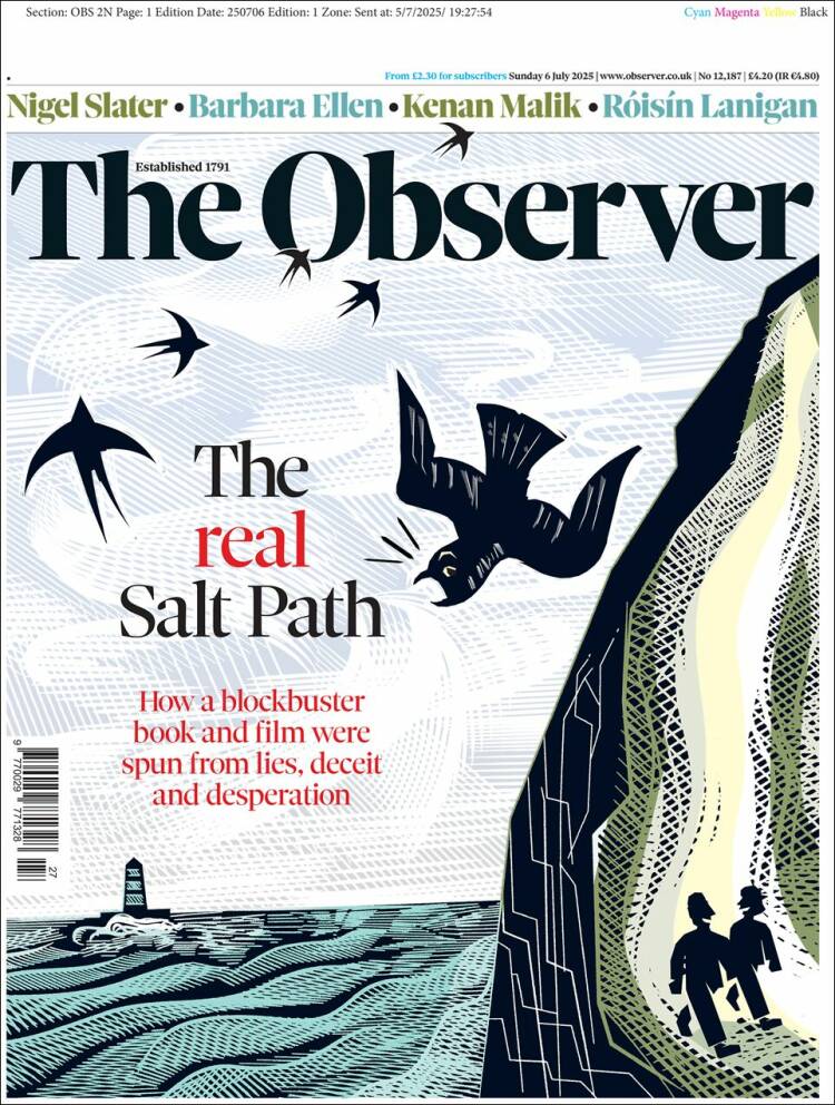 Portada de The Observer (Reino Unido)