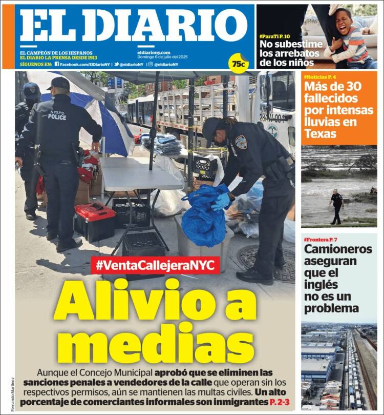 Portada de El Diario NY (USA)