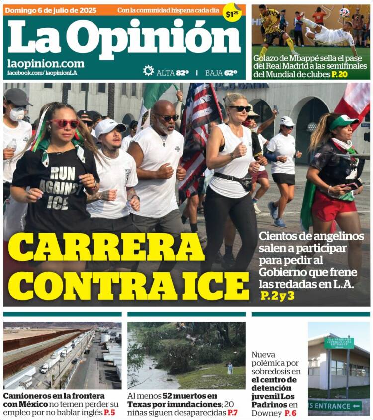 Portada de La Opinión (USA)