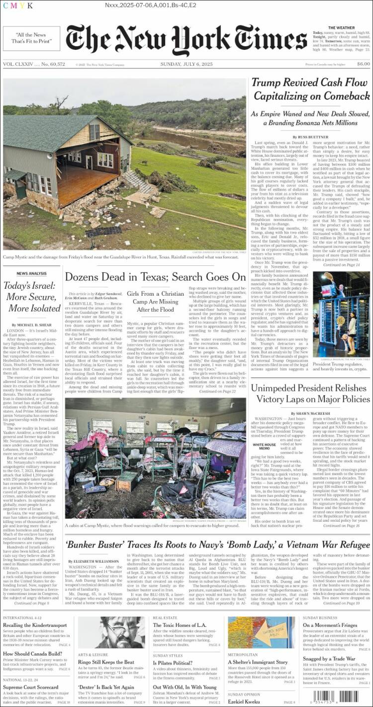 Portada de New York Times (USA)