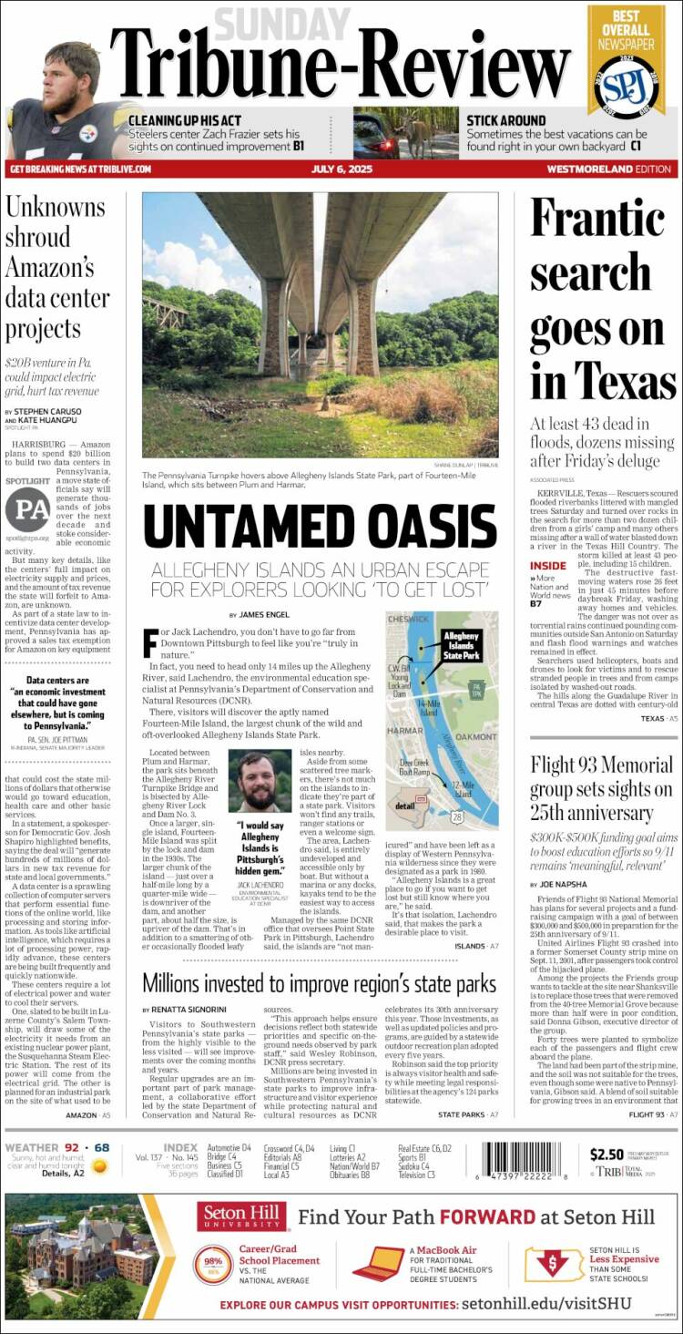 Portada de Tribune-Review (USA)