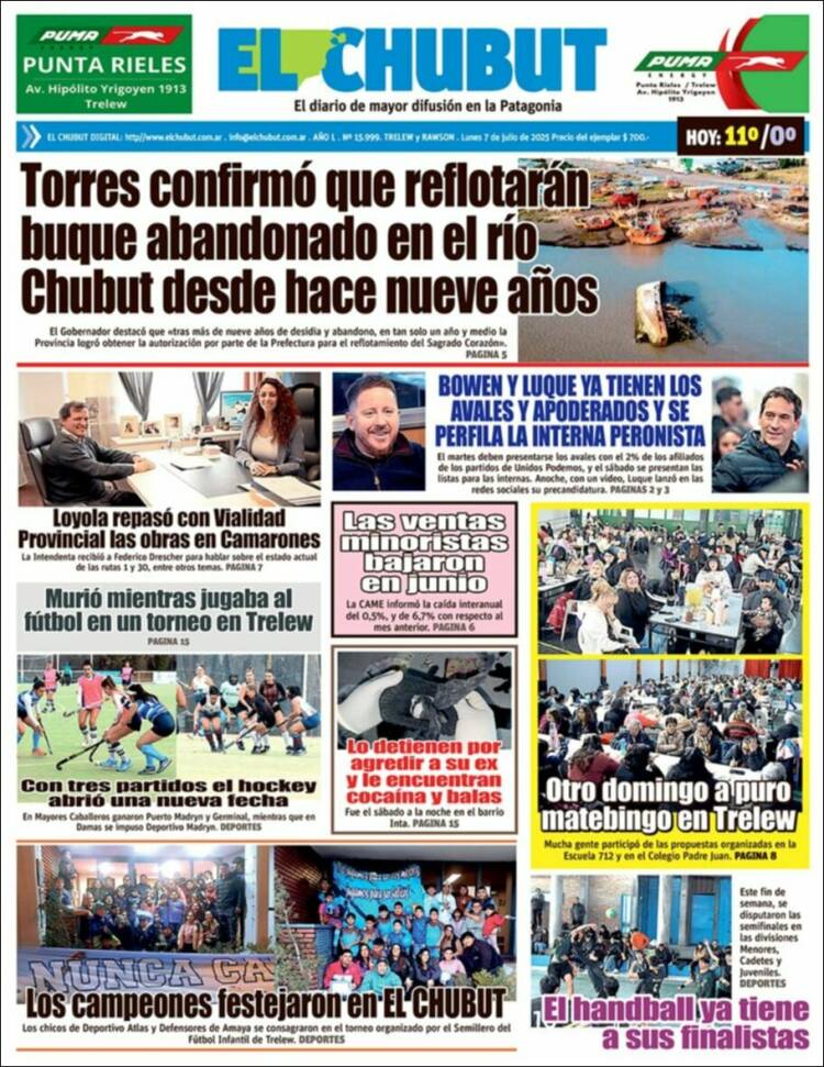 Portada de El Chubut (Argentina)
