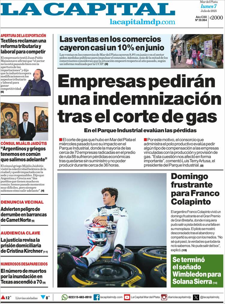 Portada de Diario La Capital - Mar del Plata (Argentina)