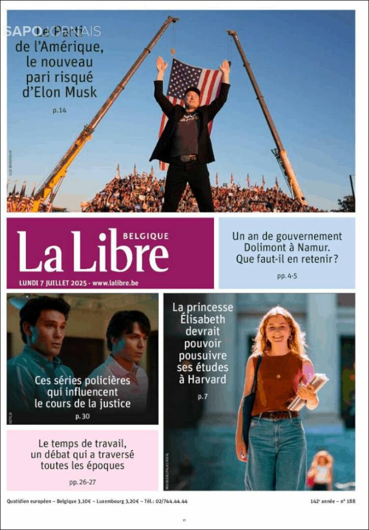 Portada de La Libre.be (Bélgica)
