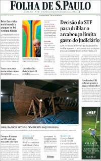 Portada de Folha de São Paulo (Brasil)