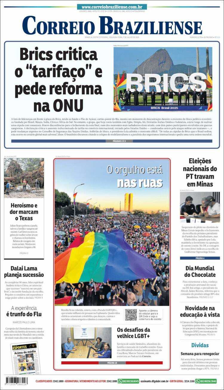 Portada de Correio Braziliense (Brasil)