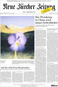 Portada de Neue Zürcher Zeitung (Suiza)