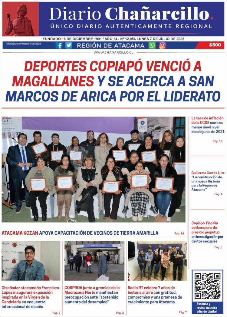 Portada de Diario Chañarcillo (Chile)