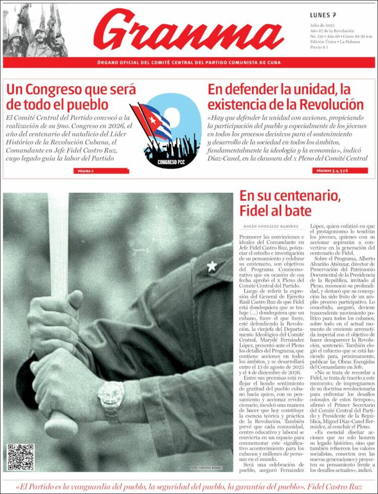 Portada de Granma (Cuba)
