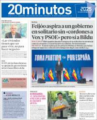 Portada de 20 Minutos - Barcelona (España)