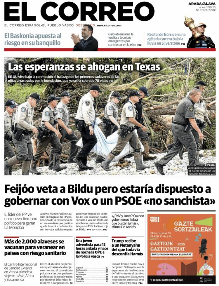 Portada de El Correo - Álava (España)