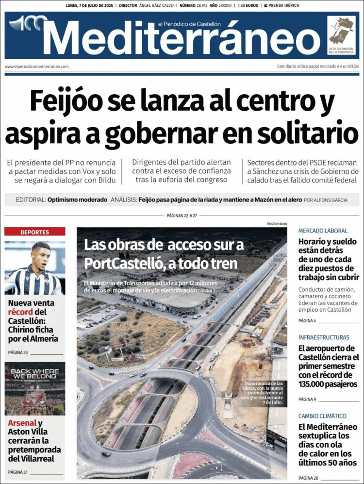 Portada de El Periódico Mediterraneo (España)