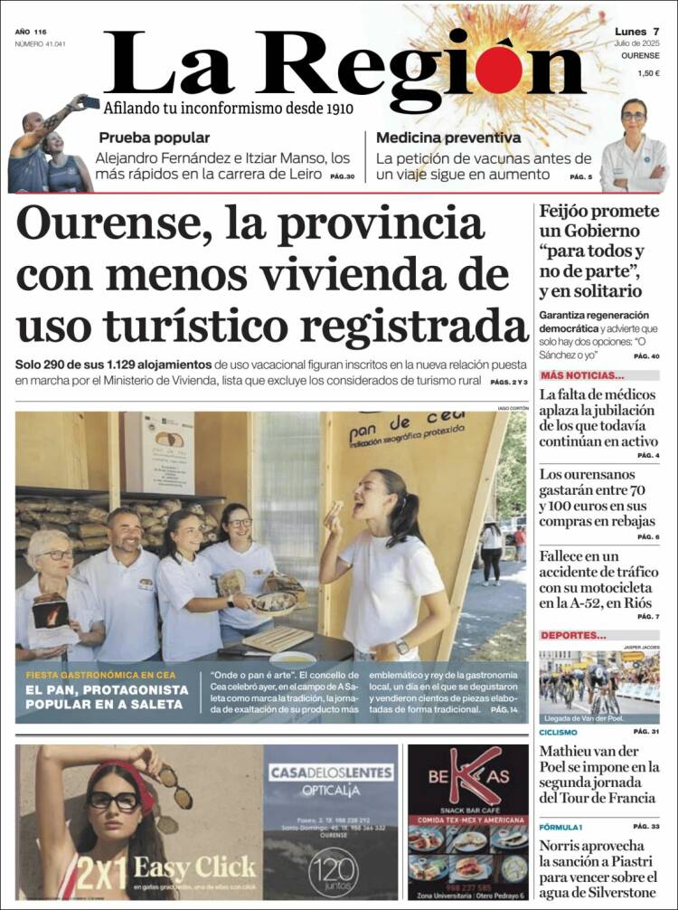 Portada de La Región de Ourense (Spain)