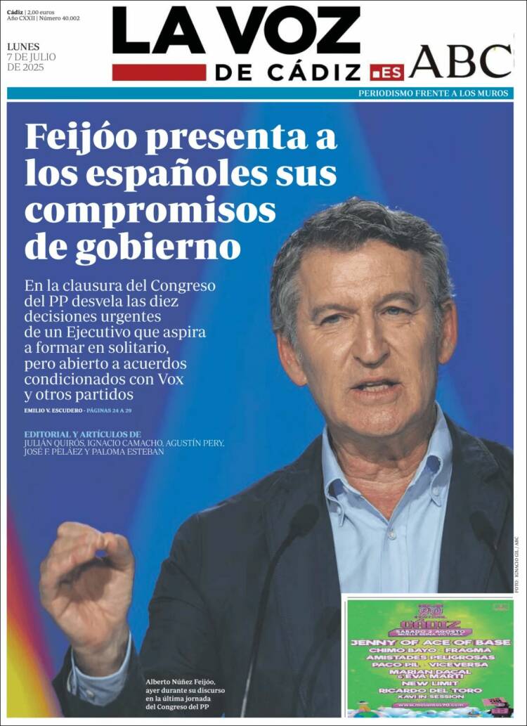 Portada de La Voz de Cádiz (España)