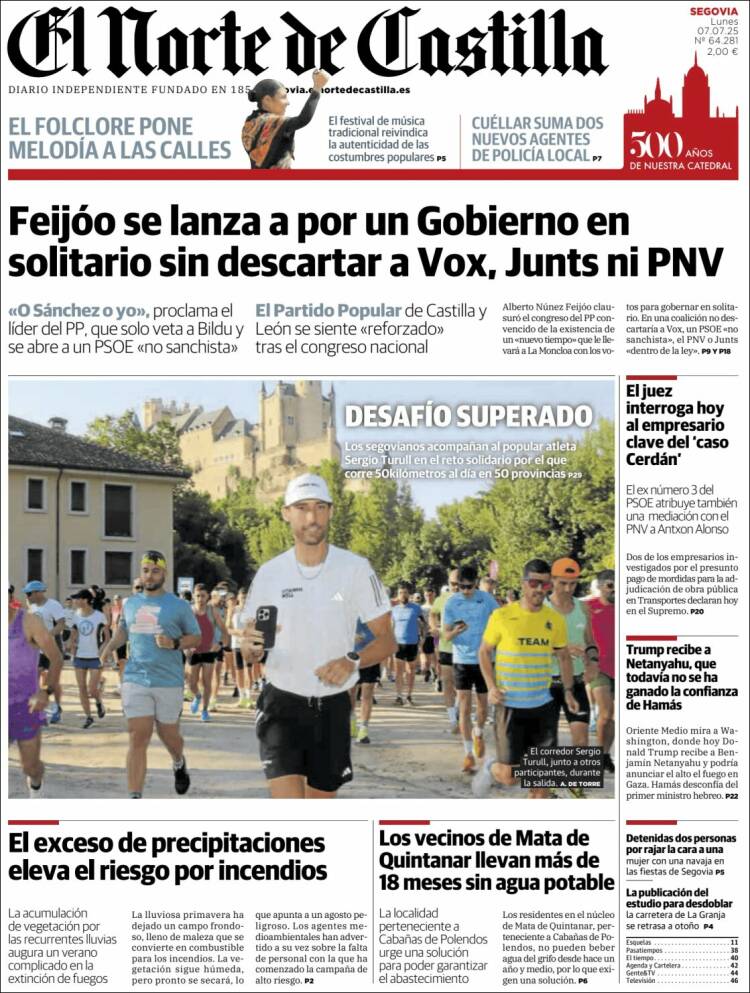 Portada de Norte de Castilla - Segovia (España)