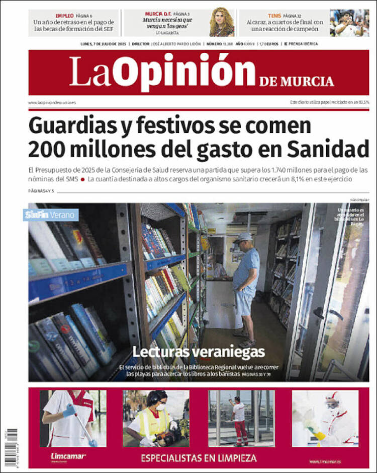 Portada de La Opinión de Murcia (España)