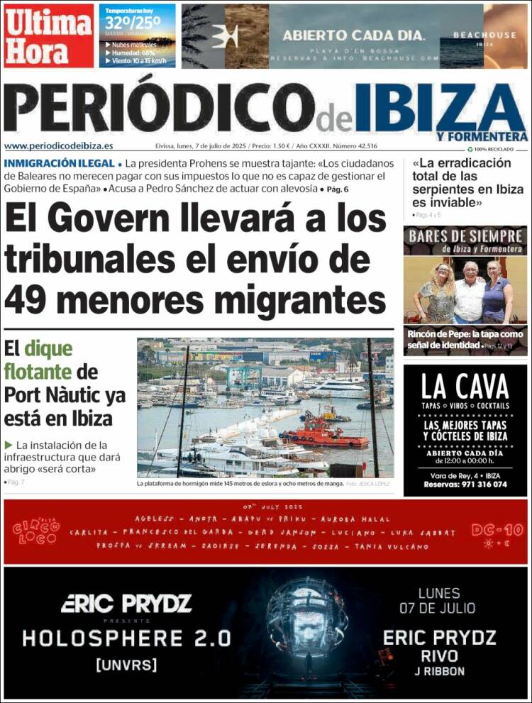 Portada de Periódico de Ibiza (España)
