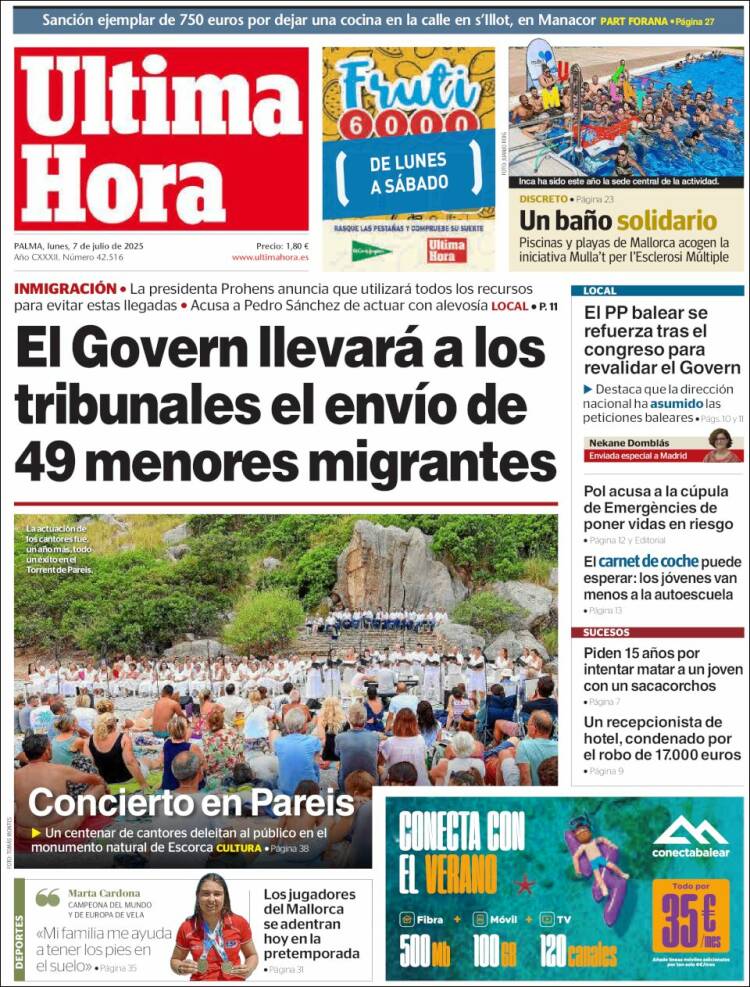 Portada de Última Hora (España)