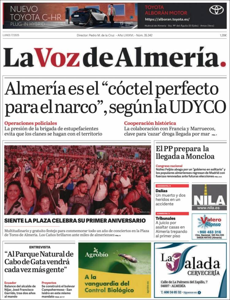 Portada de La Voz de Almería (España)