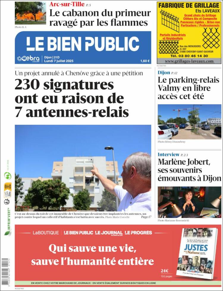 Portada de Le Bien Public (Francia)